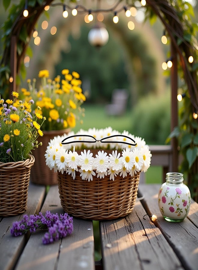 Bwexxt White Daisy Flower Headband Sunflower Hippies Crown Hair Wreath Bohemian Floral Headpiece for Spring Tourism Wedding Festivals Party and Celebration Women's Fashion Headbands Hair Accessories - Image 5